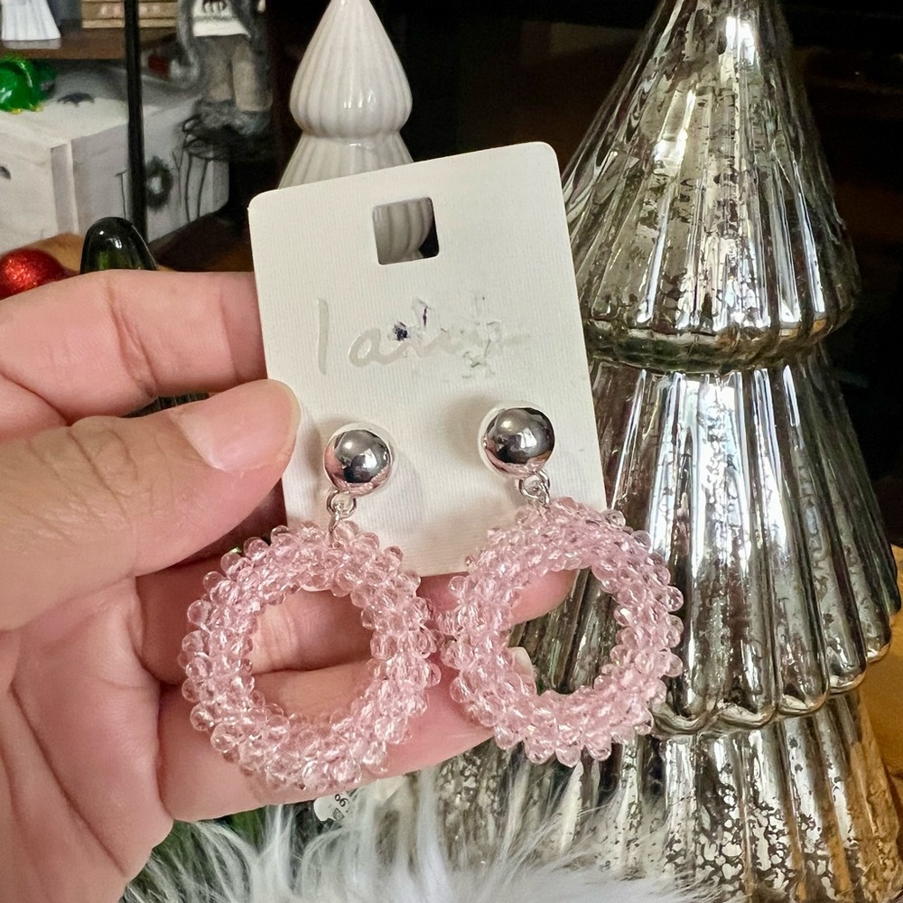 I AM Dangle Pink Earrings